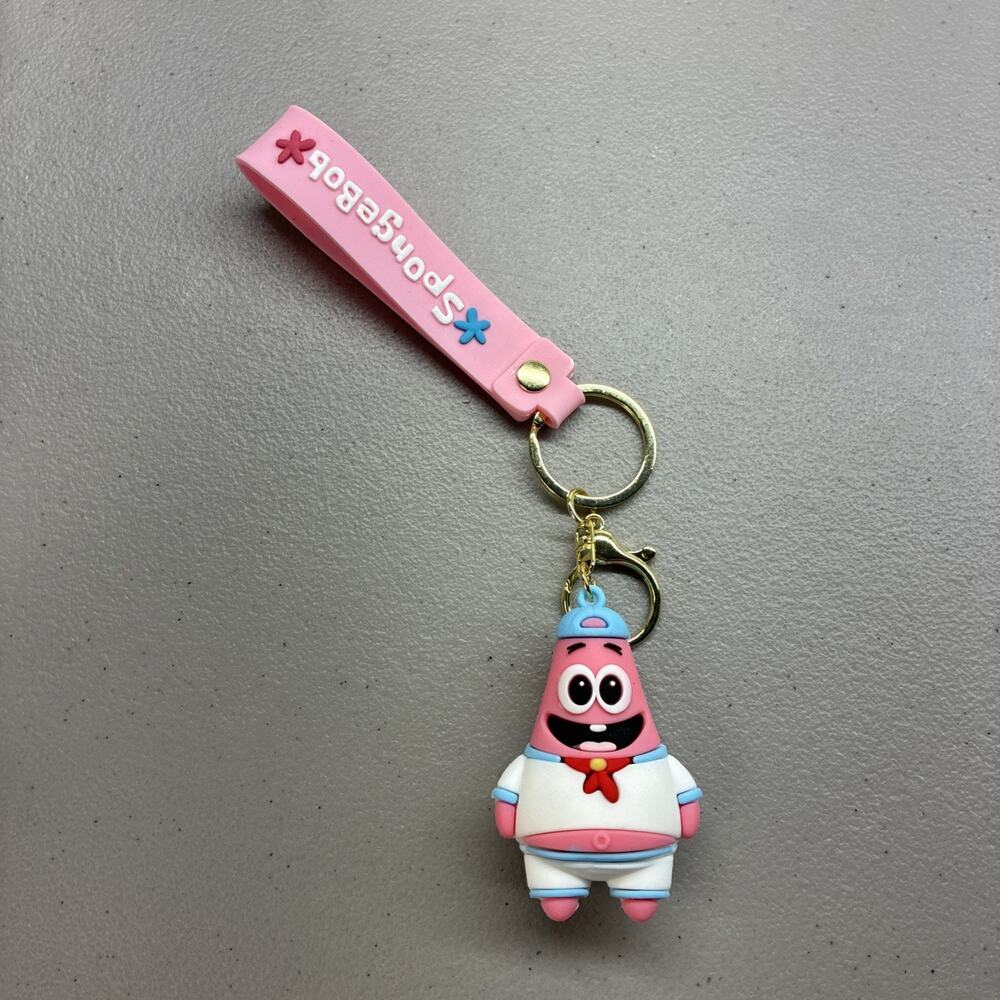 Patrick Star Keychain Cute Pink Bag Charm Backpack Pendant Key Ring Gift